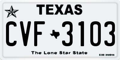 TX license plate CVF3103