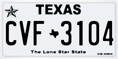 TX license plate CVF3104