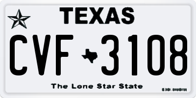 TX license plate CVF3108