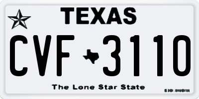 TX license plate CVF3110