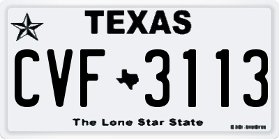 TX license plate CVF3113