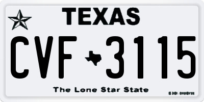 TX license plate CVF3115