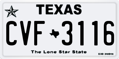 TX license plate CVF3116