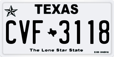 TX license plate CVF3118