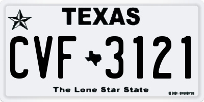 TX license plate CVF3121