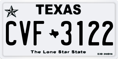 TX license plate CVF3122