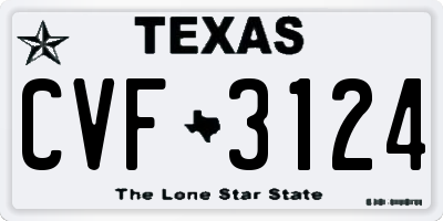 TX license plate CVF3124