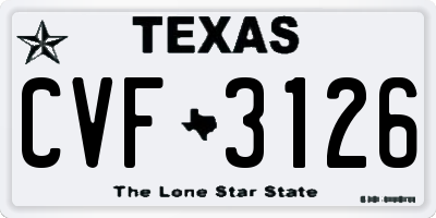 TX license plate CVF3126