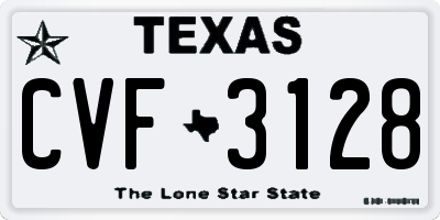 TX license plate CVF3128
