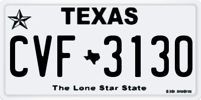 TX license plate CVF3130