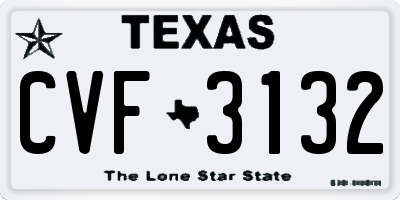 TX license plate CVF3132