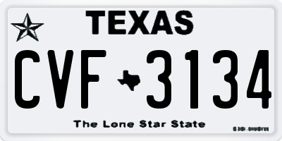 TX license plate CVF3134