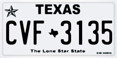 TX license plate CVF3135