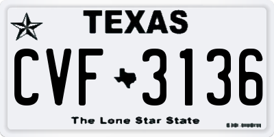 TX license plate CVF3136