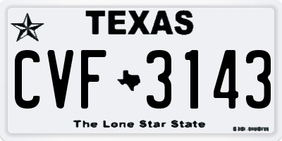 TX license plate CVF3143
