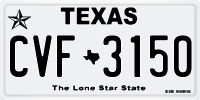TX license plate CVF3150