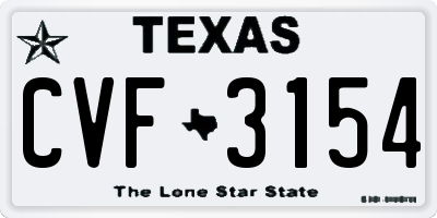 TX license plate CVF3154