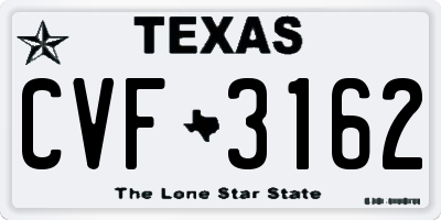 TX license plate CVF3162