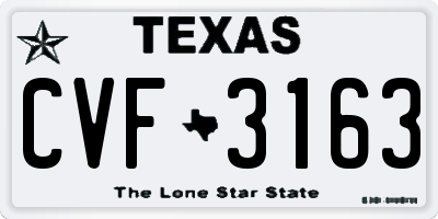 TX license plate CVF3163
