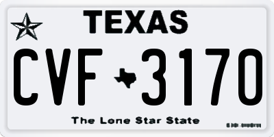 TX license plate CVF3170