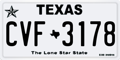 TX license plate CVF3178