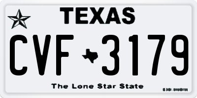 TX license plate CVF3179