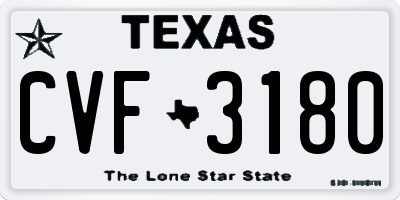 TX license plate CVF3180