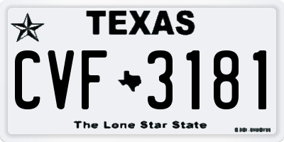 TX license plate CVF3181