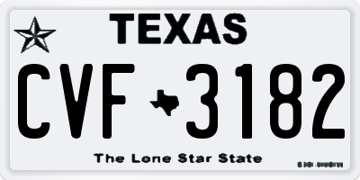 TX license plate CVF3182