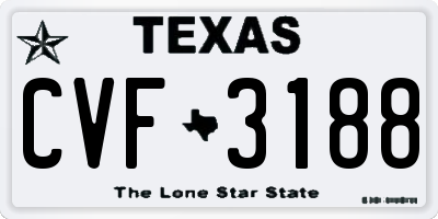 TX license plate CVF3188