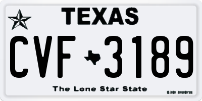 TX license plate CVF3189