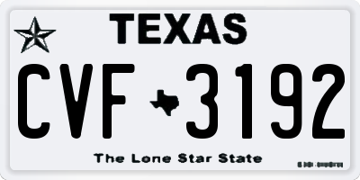 TX license plate CVF3192