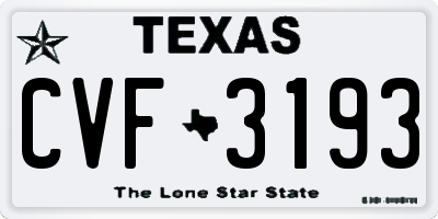 TX license plate CVF3193