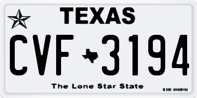 TX license plate CVF3194