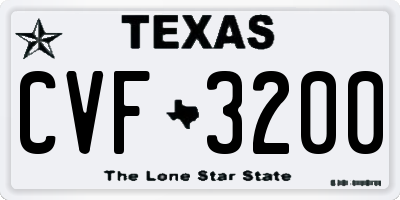 TX license plate CVF3200
