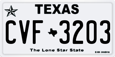 TX license plate CVF3203