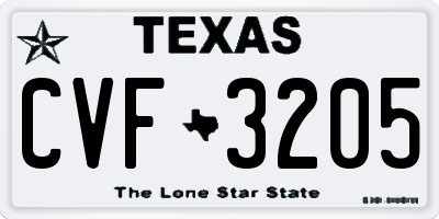 TX license plate CVF3205