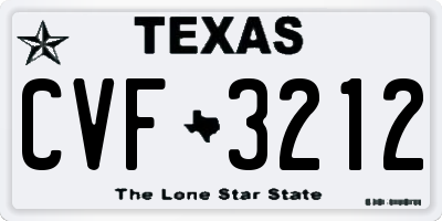 TX license plate CVF3212