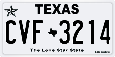 TX license plate CVF3214