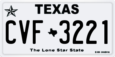 TX license plate CVF3221