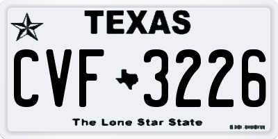 TX license plate CVF3226