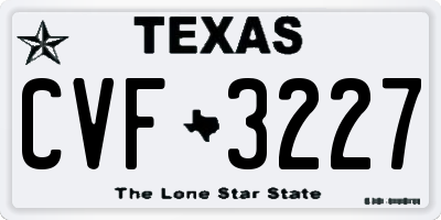 TX license plate CVF3227