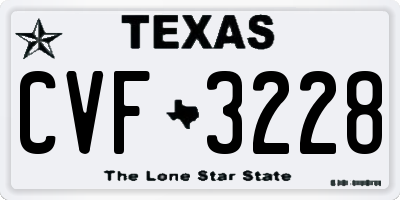 TX license plate CVF3228