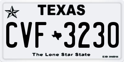TX license plate CVF3230