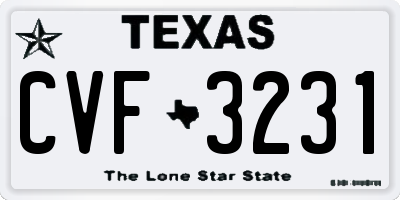 TX license plate CVF3231