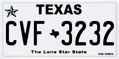 TX license plate CVF3232
