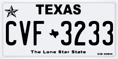 TX license plate CVF3233