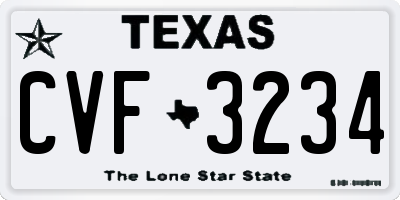 TX license plate CVF3234