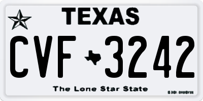 TX license plate CVF3242