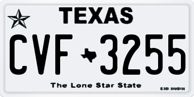 TX license plate CVF3255